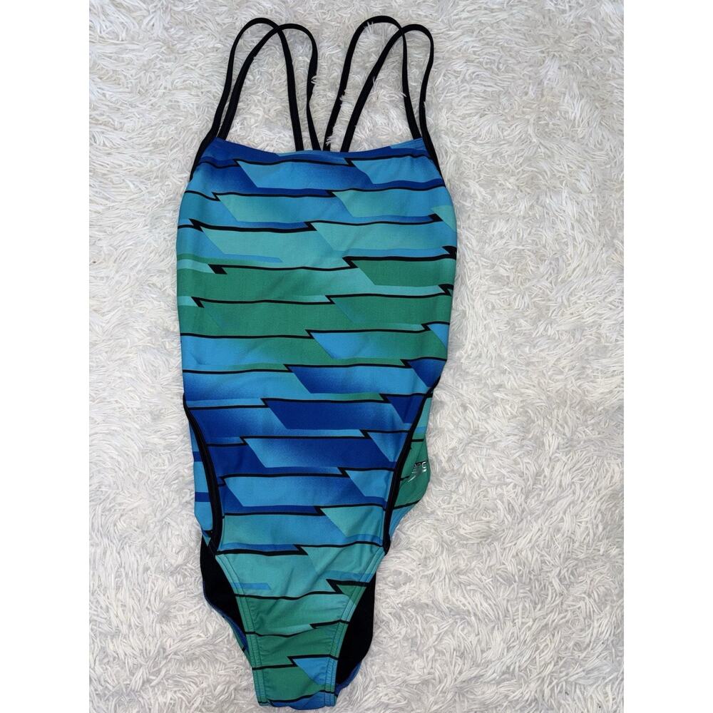 Speedo Pro LT Women’s 12/38 One Pc. green/blue Swimsuit. Exc. Condition